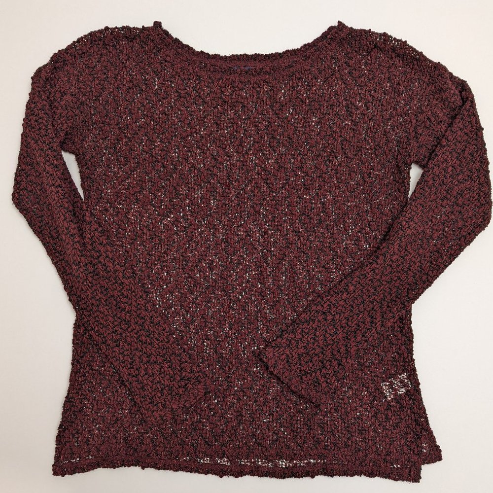Aeropostale Textured Boucle Sweater Burgundy Red Casual Open Knit Size Women's L